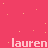 Pink background with scattered yellow stars and four instances of the text 'lauren' in light pink pixelated font.