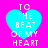 Four identical cyan heart-shaped icons with white text "TO THE BEAT OF MY HEART" on a bright pink background, arranged in a