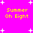 Bright pink background with scattered white star shapes and yellow text reading "Summer Oh Eight" in four identical sections.