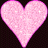 Three pink glittery heart shapes on a dark background with one gray square overlay, animated as hearts shift position.