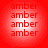 Four identical red circular icons with repeated 'amber' text in red on white gradient backgrounds, arranged in a on a solid red backdrop