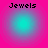 Four identical cyan circular icons with pink borders, each labeled 'Jewels' in black pixelated text above the circle.