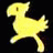 A 48x48 pixel buddy icon featuring a yellow bird-like creature on the left and stylized text on the right against a black background.