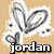 Pixelated icon with a beige background, featuring a stylized gray and white design above the text 'jordan' in bold black-outlined letters.