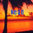 Animated scene with fiery orange and yellow background, dark silhouettes of trees, blue pixelated text reading 'HeLO', 'aloHa', and 'KoNiGhTwO' across frames.