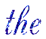 Three instances of the word 'the' rendered in blue glittery script on a gray background, with varying pixel density and spacing.