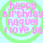 Four identical circular icons with light blue backgrounds, green concentric rings, and pink text reading 'happy birthday Raquel I love ya' in a pixelated font.
