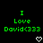 Green pixelated text on black background reads "I Love David<333" with white pixelated heart symbols below each text block.