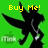 Animated pixel art of a black silhouette figure with wings and a necklace against a green background, displaying text changes.