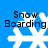 Four identical pixelated snowflake icons with 'Snow Boarding' text above each, displayed on a solid blue background.