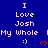 Blue background with repeated white text "I Love Josh My Whole :)" and red heart symbols in a pattern