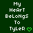 Green background displays 'My HeART BeloNGS To TyLeR' text with heart and arrow symbols changing across frames.