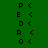Green background with vertical black text 'P E D R O' and left-pointing chevrons, animated to glow yellow in a circular pattern across the