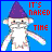 Animated contact sheet of a cartoon gnome character with purple hat and white beard against blue background, displaying sequential frame changes in text and pose.