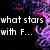 Pixelated text and abstract purple-pink swirls on black background, with partial phrases about stars ending in 'U-C-K?' and 'Are Truck.'