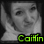 Two side-by-side grayscale images of a person with hands near the face, each displaying 'Caitlin' text in different colors.