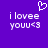 Purple background with white pixelated text 'i lovee youu<3' and a heart symbol above the left instance of the text.