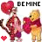 Two side-by-side pixelated images of cartoon characters holding hearts, with "BE MINE" text above and a small heart below left character.