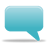 A light blue speech bubble icon with rounded corners and a pointed tail, set against a gray background.