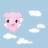 Pixelated pink pig character with large eyes and orange snout floats among white clouds on light blue background, text reads Yep...that was a Megan moment.