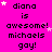 A bright pink background displays repeated text 'diana is awesome! michaels gay!' with scattered white and light pink stars, arranged in a pattern