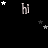 Black background with multiple 'hi' text elements and scattered white and gray stars in various positions.