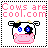 Animated contact sheet of 21 cow head icons with changing eye colors and mouth shades, each labeled "Cows are cool.com" at the top in matching color scheme.