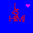 Red pixelated 'LHM' text with a heart symbol above it, set against a solid blue background.