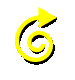 Yellow spiral arrow icons with varying head positions on a gray background, displayed in a