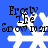 Blue background with white snowflake and black text reading 'Frosty The Snowman' in pixelated font.
