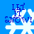 Blue background with white snowflake and blue text 'LET IT SNOW!' in four positions, showing pixelated animation changes across frames