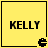 Yellow square icon with black border displaying 'KELLY' text and pixelated character symbol in bottom-right corner.