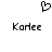 Pixelated black heart symbol above two identical pixelated text labels reading 'Kamee' on white background.