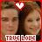 Two side-by-side pixelated images of two people with a red border, each featuring a heart icon above the left person's head and 'TRUE LOVE' text below.