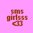 Four pixelated display "sms girlsss" text and a heart symbol with varying background colors and text opacity