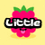 Pixelated pink raspberry with green leaves, smiling face, and 'Little' text overlay on yellow background.