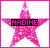 A static contact sheet of three animated frames showing a pink star with the text 'NADINE' in black and pink pixelated font across its center, each frame displaying slight variations in star size and position against white backgrounds within a pink border.