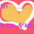 A static image with a red background featuring three yellow hearts outlined in white, overlaid with purple text fragments.