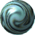 Six spherical icons with swirling patterns in various color combinations arranged in a