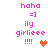 Pixelated pink text and symbols on white background with two heart variations, showing animation change between frames.