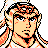 Pixelated 48x48 static icon of a character with light skin, black hair, and orange accents in a retro video game style.