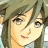 Pixelated anime-style close-up of a character's face with light brown hair and neutral expression, rendered in muted earth tones on a transparent background.