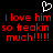 Pixelated red text on black background with white heart symbol above, repeating identical phrases across two