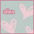 Pixelated icon with light blue background and pink hearts, displaying partial text 'alina' in pixel font