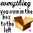 Pixelated text and a brown box icon repeated across multiple with small colored heart symbols beneath the box