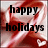 Pixelated image with 'happy holidays' text over red and white abstract background.