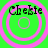 Green background with four pink concentric circles, each containing the text "Chekie" in black pixelated font.