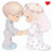 Two pixelated figures in a close embrace, one with short light hair and gray clothing, the other with long flowing white hair and white attire, sharing a gentle kiss under a small red heart symbol.