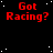 Red text 'Got Racing?' repeated across a black background with white dots, one gray square visible in the bottom-right corner.