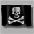Black-and-white pixelated skull and crossbones icon with subtle animation changes across frames.